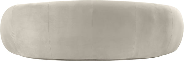Meridian Furniture Emery Curved Velvet Sofa with Deep Cushioned Seating and Rounded Arms for Modern Living Rooms Cream 95 inches 44044Cream-S