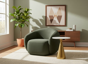 Meridian Furniture Emery Plush Velvet Accent Chair with Curved Eucalyptus Frame for Modern Living Room Comfort Green 44044Green-C