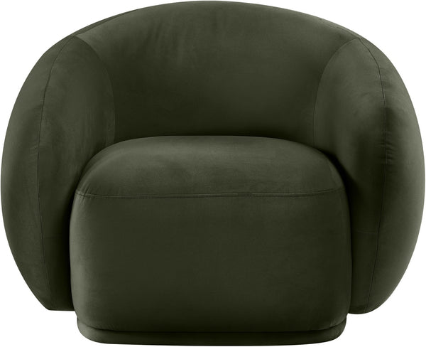 Meridian Furniture Emery Plush Velvet Accent Chair with Curved Eucalyptus Frame for Modern Living Room Comfort Green 44044Green-C