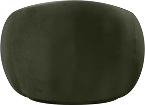 Meridian Furniture Emery Plush Velvet Accent Chair with Curved Eucalyptus Frame for Modern Living Room Comfort Green 44044Green-C