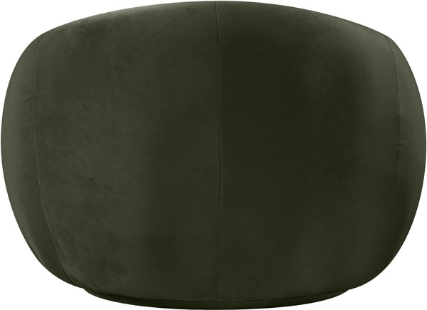 Meridian Furniture Emery Plush Velvet Accent Chair with Curved Eucalyptus Frame for Modern Living Room Comfort Green 44044Green-C