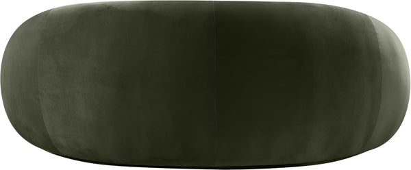 Meridian Furniture Emery Curved Velvet Sofa with Deep Cushioned Seating and Rounded Arms for Modern Living Rooms Green 77 inches 44044Green-L