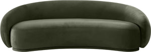 Meridian Furniture Emery Curved Velvet Sofa with Deep Cushioned Seating and Rounded Arms for Modern Living Rooms Green 95 inches 44044Green-S