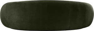 Meridian Furniture Emery Curved Velvet Sofa with Deep Cushioned Seating and Rounded Arms for Modern Living Rooms Green 95 inches 44044Green-S