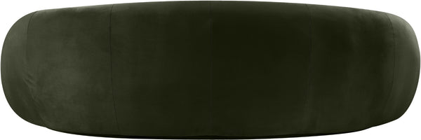 Meridian Furniture Emery Curved Velvet Sofa with Deep Cushioned Seating and Rounded Arms for Modern Living Rooms Green 95 inches 44044Green-S