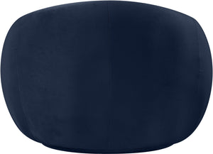 Meridian Furniture Emery Plush Velvet Accent Chair with Curved Eucalyptus Frame for Modern Living Room Comfort Navy 44044Navy-C