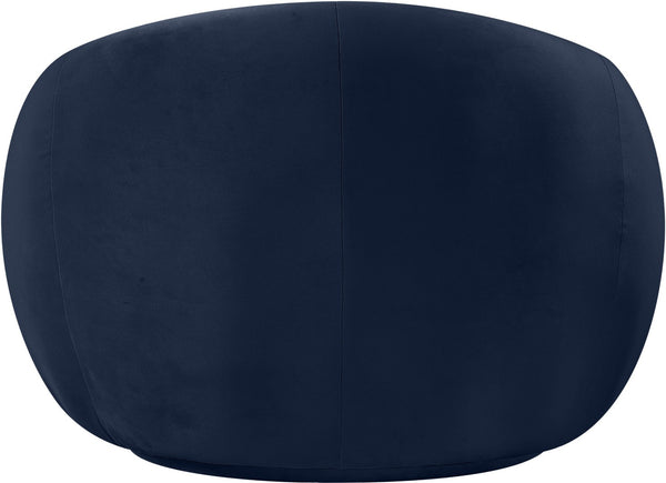 Meridian Furniture Emery Plush Velvet Accent Chair with Curved Eucalyptus Frame for Modern Living Room Comfort Navy 44044Navy-C