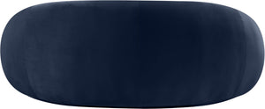 Meridian Furniture Emery Curved Velvet Sofa with Deep Cushioned Seating and Rounded Arms for Modern Living Rooms Navy 77 inches 44044Navy-L