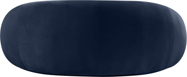 Meridian Furniture Emery Curved Velvet Sofa with Deep Cushioned Seating and Rounded Arms for Modern Living Rooms Navy 77 inches 44044Navy-L