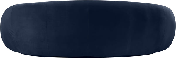 Meridian Furniture Emery Curved Velvet Sofa with Deep Cushioned Seating and Rounded Arms for Modern Living Rooms Navy 95 inches 44044Navy-S