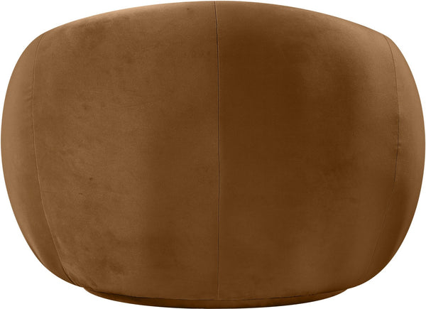 Meridian Furniture Emery Plush Velvet Accent Chair with Curved Eucalyptus Frame for Modern Living Room Comfort Saddle 44044Saddle-C