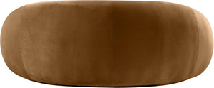 Meridian Furniture Emery Curved Velvet Sofa with Deep Cushioned Seating and Rounded Arms for Modern Living Rooms Saddle 77 inches 44044Saddle-L