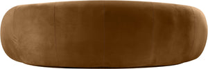 Meridian Furniture Emery Curved Velvet Sofa with Deep Cushioned Seating and Rounded Arms for Modern Living Rooms Saddle 95 inches 44044Saddle-S