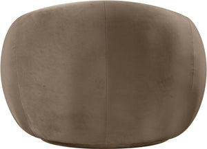 Meridian Furniture Emery Plush Velvet Accent Chair with Curved Eucalyptus Frame for Modern Living Room Comfort Taupe 44044Taupe-C