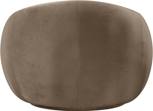 Meridian Furniture Emery Plush Velvet Accent Chair with Curved Eucalyptus Frame for Modern Living Room Comfort Taupe 44044Taupe-C