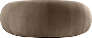 Meridian Furniture Emery Curved Velvet Sofa with Deep Cushioned Seating and Rounded Arms for Modern Living Rooms Taupe 77 inches 44044Taupe-L