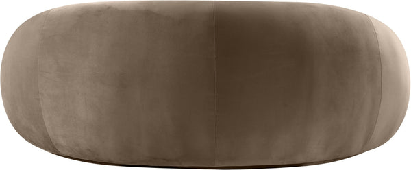 Meridian Furniture Emery Curved Velvet Sofa with Deep Cushioned Seating and Rounded Arms for Modern Living Rooms Taupe 77 inches 44044Taupe-L