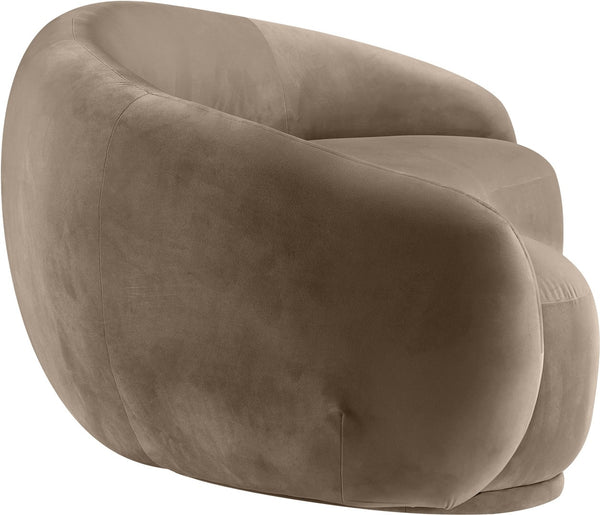 Meridian Furniture Emery Curved Velvet Sofa with Deep Cushioned Seating and Rounded Arms for Modern Living Rooms Taupe 95 inches 44044Taupe-S