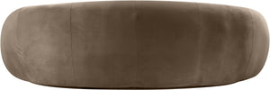 Meridian Furniture Emery Curved Velvet Sofa with Deep Cushioned Seating and Rounded Arms for Modern Living Rooms Taupe 95 inches 44044Taupe-S