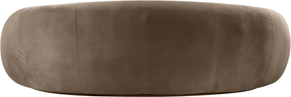 Meridian Furniture Emery Curved Velvet Sofa with Deep Cushioned Seating and Rounded Arms for Modern Living Rooms Taupe 95 inches 44044Taupe-S