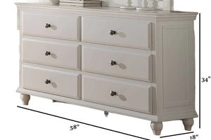English Elm Modern Wide Dresser with Knob Hardware White Birch Veneer Bedroom Storage Chest B011P448739