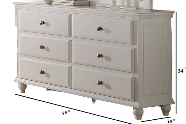 English Elm Modern Wide Dresser with Knob Hardware White Birch Veneer Bedroom Storage Chest B011P448739