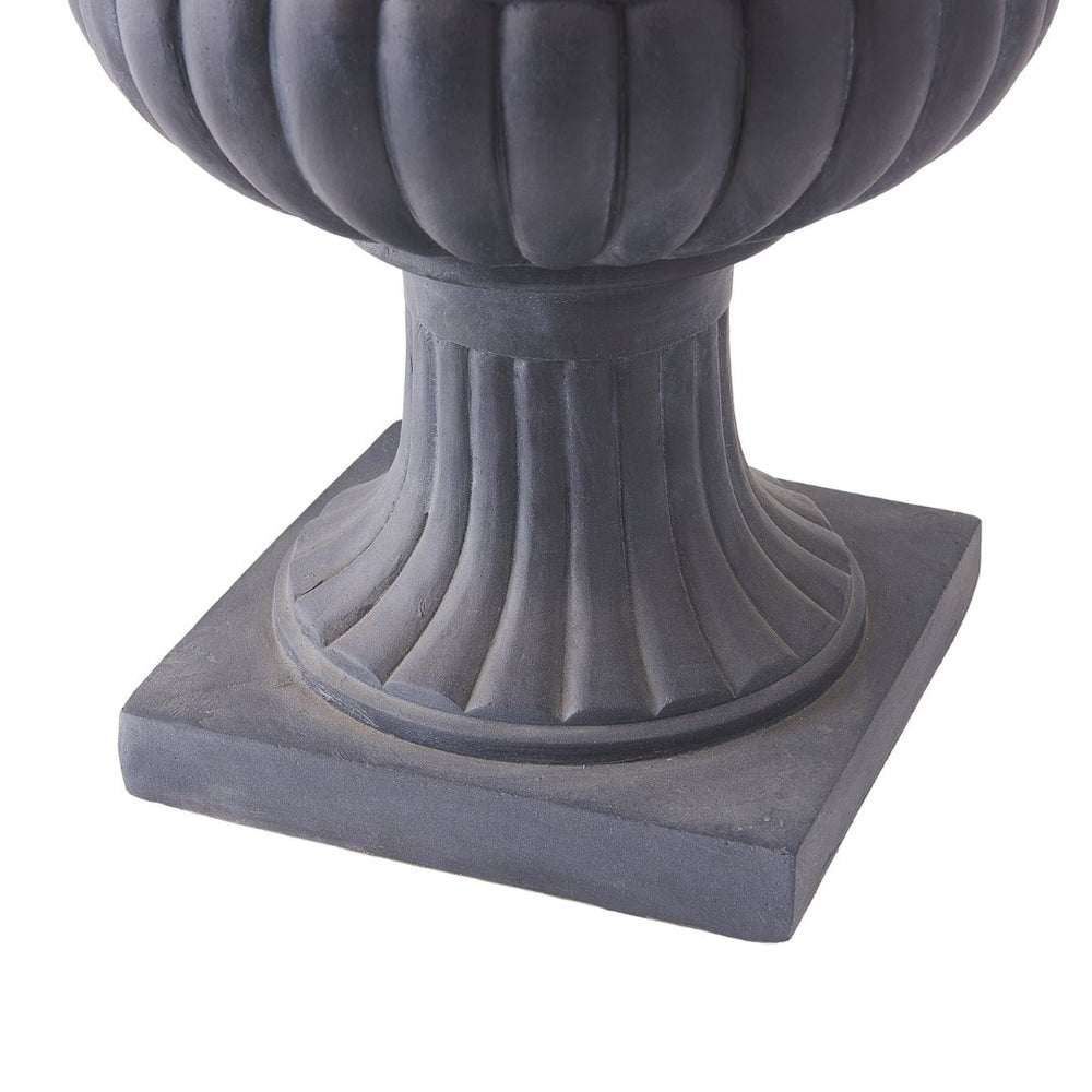 English Elm Elegant Handcrafted Mgo Floral Relief Garden Urn Planter with Antique White Finish Black N772P389441B