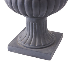 English Elm Elegant Handcrafted Mgo Floral Relief Garden Urn Planter with Antique White Finish Black N772P389441B