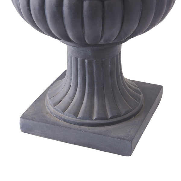 English Elm Elegant Handcrafted Mgo Floral Relief Garden Urn Planter with Antique White Finish Black N772P389441B
