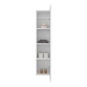 English Elm Tall Slim Wall Mounted Bathroom Organizer with Four Open Shelves for Compact Spaces B070P440887
