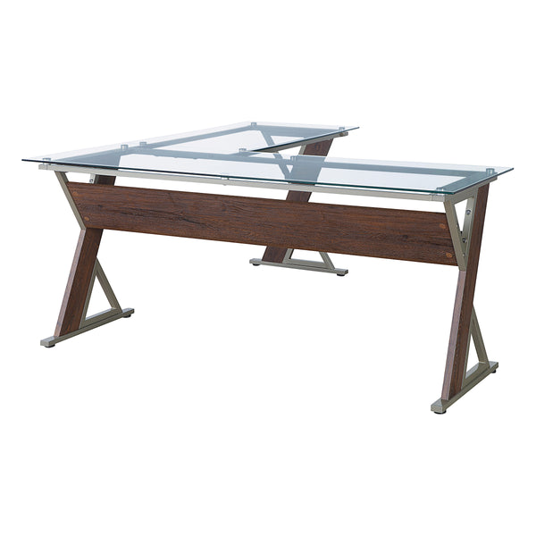 OSP Home Furnishings Zenos L-shape Desk Cherry