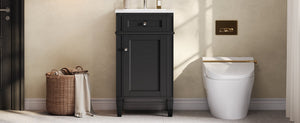 English Elm 18-inch French Style Freestanding Bathroom Vanity with Ceramic Sink Soft Close Storage Black N710P411340B
