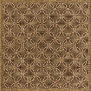 Unique Loom Outdoor Trellis Spiral Machine Made Geometric Rug Light Brown, Brown/Cream/Light Brown/Gold 5' 4" x 6' 1"