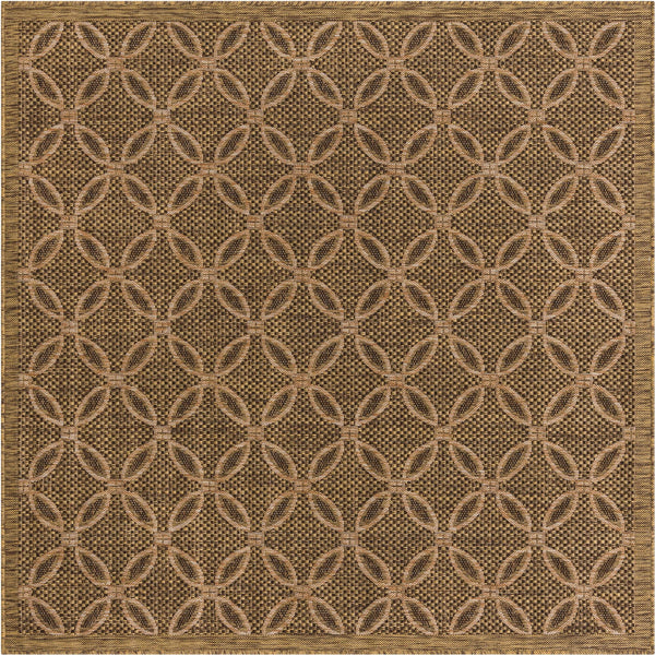 Unique Loom Outdoor Trellis Spiral Machine Made Geometric Rug Light Brown, Brown/Cream/Light Brown/Gold 5' 4" x 6' 1"