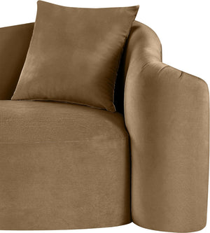 Meridian Furniture Destin Sculptural Velvet Accent Chair with Organic Curves for Modern Living Room Comfort Beige 44052Beige-C