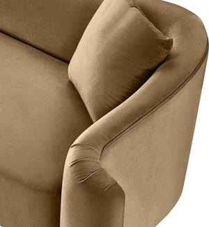 Meridian Furniture Destin Sculptural Velvet Accent Chair with Organic Curves for Modern Living Room Comfort Beige 44052Beige-C