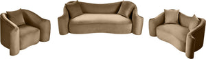 Meridian Furniture Destin Sculptural Velvet Accent Chair with Organic Curves for Modern Living Room Comfort Beige 44052Beige-C