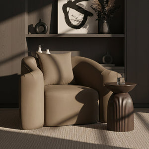 Meridian Furniture Destin Sculptural Velvet Accent Chair with Organic Curves for Modern Living Room Comfort Beige 44052Beige-C