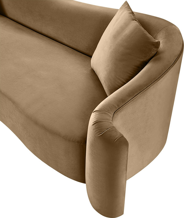 Meridian Furniture Destin Curved Velvet Loveseat with Plush Cushions and Sculpted Frame for Modern Living Rooms Beige 44052Beige-L