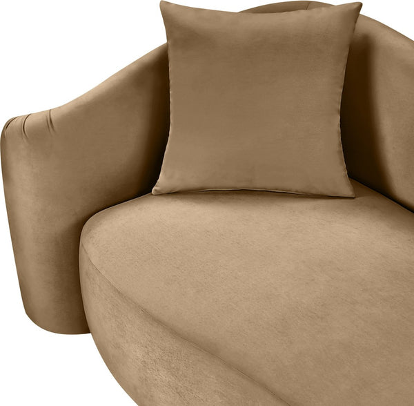 Meridian Furniture Destin Curved Velvet Loveseat with Plush Cushions and Sculpted Frame for Modern Living Rooms Beige 44052Beige-L