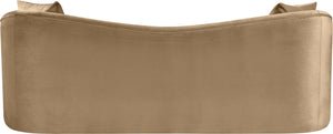 Meridian Furniture Destin Curved Velvet Sofa with Plush Deep Cushions for Modern Living Room Style and Comfort Beige 44052Beige-S
