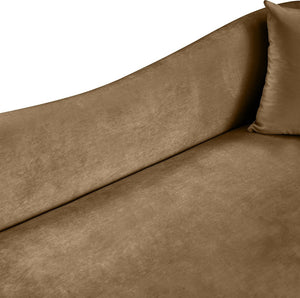 Meridian Furniture Destin Curved Velvet Sofa with Plush Deep Cushions for Modern Living Room Style and Comfort Beige 44052Beige-S