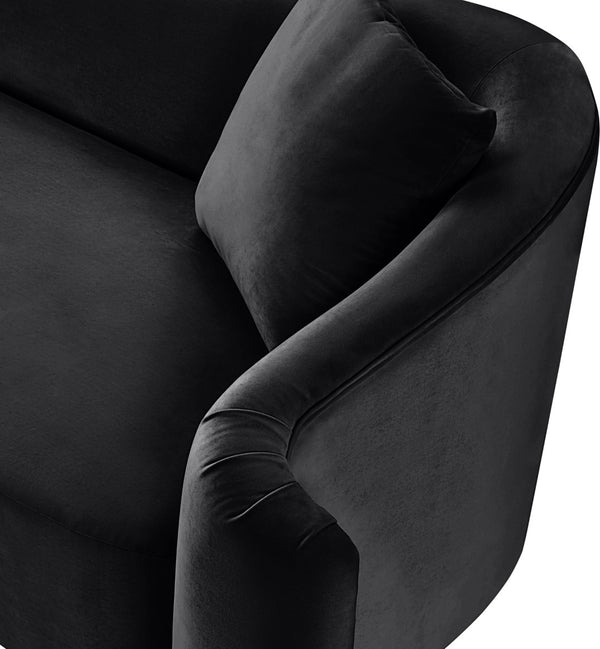 Meridian Furniture Destin Sculptural Velvet Accent Chair with Organic Curves for Modern Living Room Comfort Black 44052Black-C