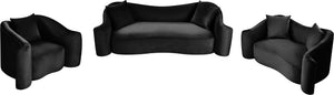 Meridian Furniture Destin Sculptural Velvet Accent Chair with Organic Curves for Modern Living Room Comfort Black 44052Black-C