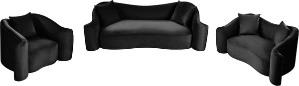 Meridian Furniture Destin Sculptural Velvet Accent Chair with Organic Curves for Modern Living Room Comfort Black 44052Black-C