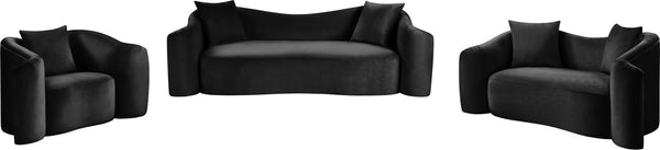 Meridian Furniture Destin Sculptural Velvet Accent Chair with Organic Curves for Modern Living Room Comfort Black 44052Black-C