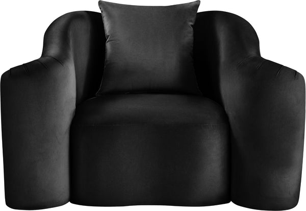 Meridian Furniture Destin Sculptural Velvet Accent Chair with Organic Curves for Modern Living Room Comfort Black 44052Black-C