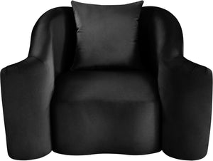 Meridian Furniture Destin Sculptural Velvet Accent Chair with Organic Curves for Modern Living Room Comfort Black 44052Black-C