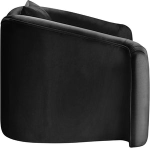 Meridian Furniture Destin Sculptural Velvet Accent Chair with Organic Curves for Modern Living Room Comfort Black 44052Black-C