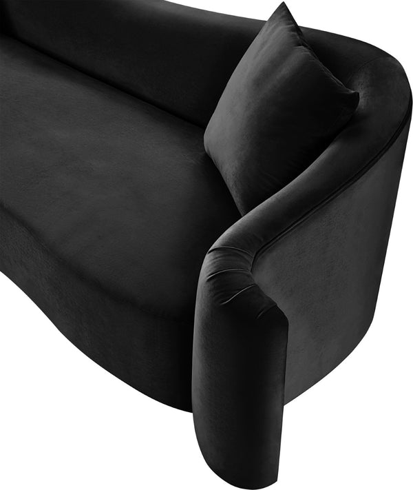 Meridian Furniture Destin Curved Velvet Loveseat with Plush Cushions and Sculpted Frame for Modern Living Rooms Black 44052Black-L